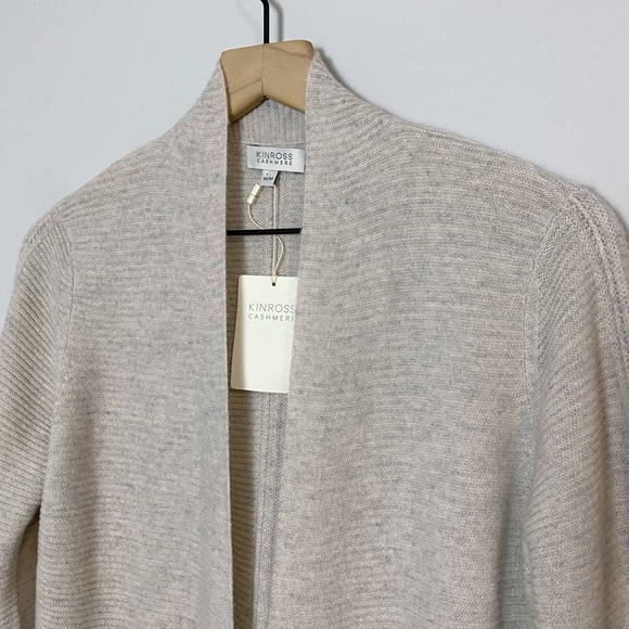 Kinross NWT Cashmere Textured East Cardigan in Agate - Picture 3 of 8